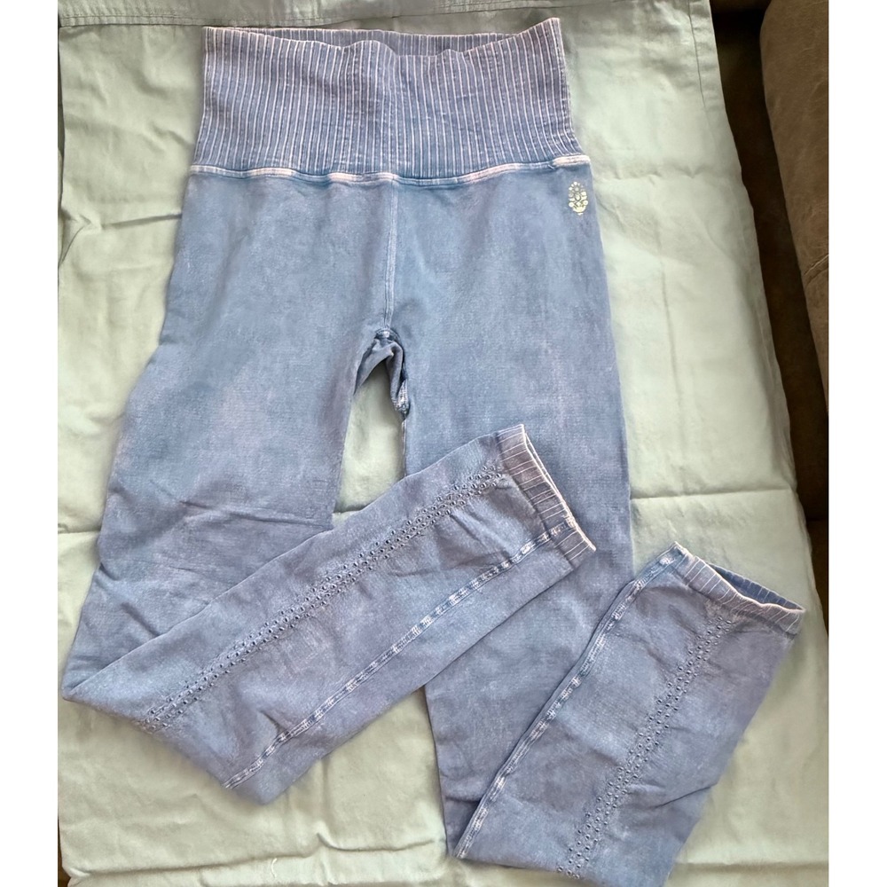 Free People FP Movement Good Karma Leggings Blue High Rise Eyelet XS/S